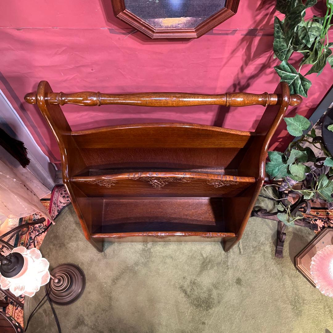 グレイシー 希少　アンティークPT 吉川 葡萄園 カービング２段ラック棚