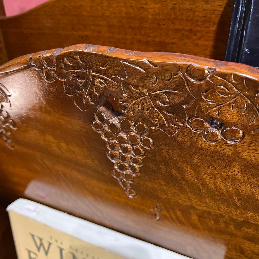 グレイシー 希少　アンティークPT 吉川 葡萄園 カービング２段ラック棚