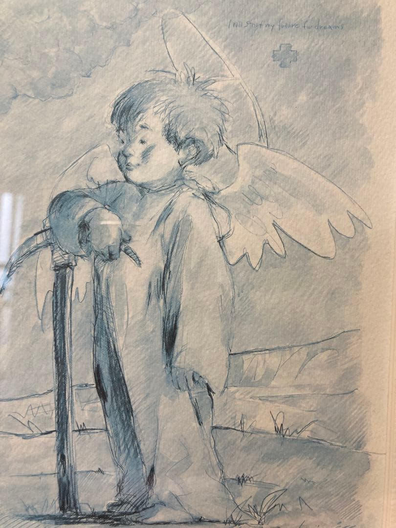 米米クラブ　石井竜也　天使の子供 絵画約27cm x 22cm