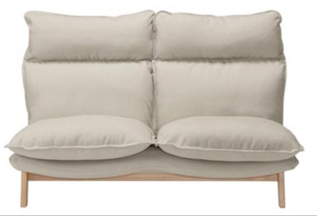 無印良品　ハイバックリクライニングソファ・２シーター／グレーベージュ