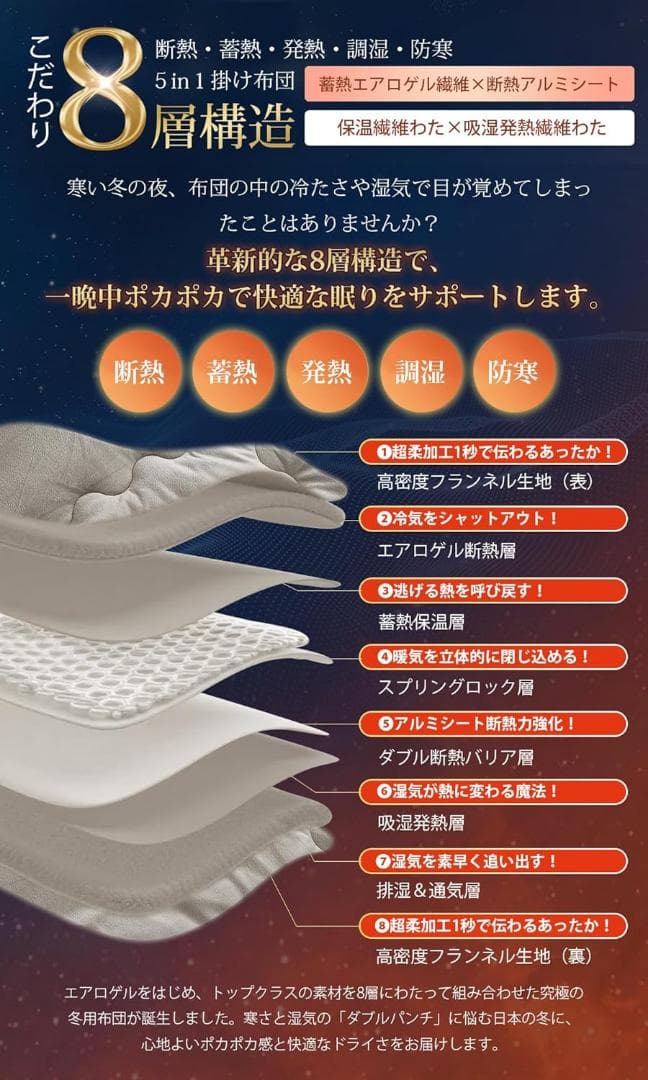 掛け布団 エアロゲル布団 冬 シングル 洗える 抗菌防臭 防ダニ