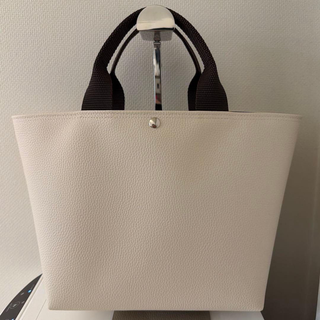 フェイクレザートートバッグ ハンドメイド合皮トートバッグアイボリー sample