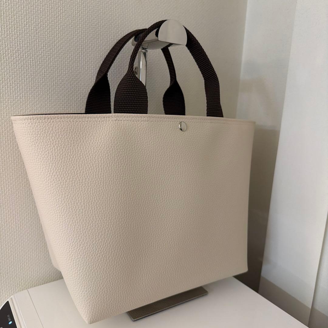 フェイクレザートートバッグ ハンドメイド合皮トートバッグアイボリー sample