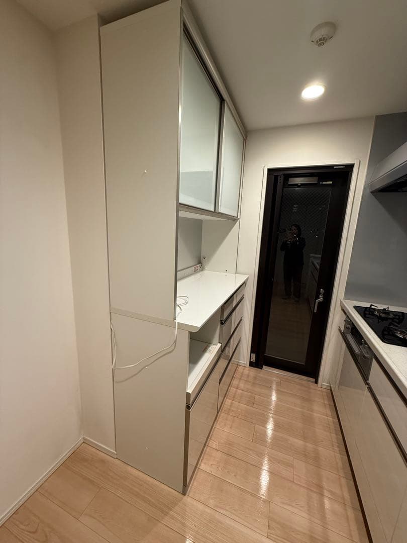 ホワイト 食器棚 ガラス扉 収納　綾野　Ayano 120cm 高さ217cm