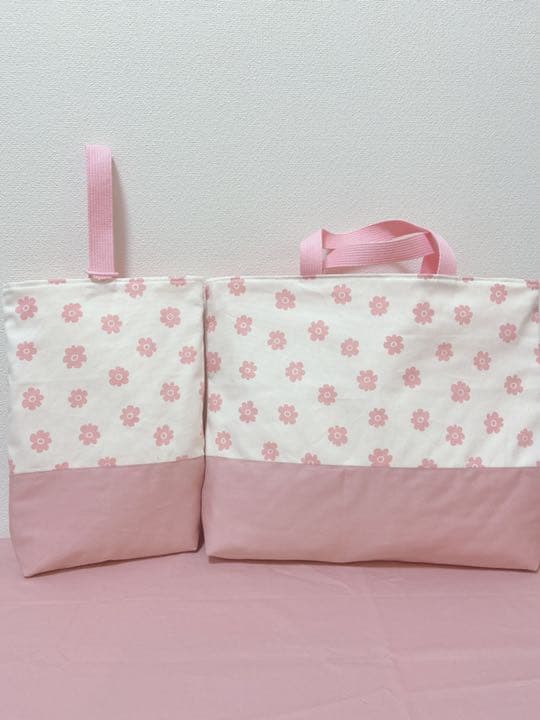 入園入学5点　花　ピンク白　ハンドメイド　くすみ