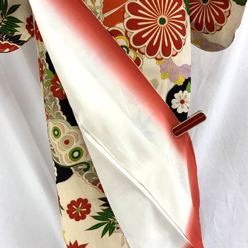 503aj16■卒業式 十三参り ジュニア アンティーク着物&六通袋帯■良好