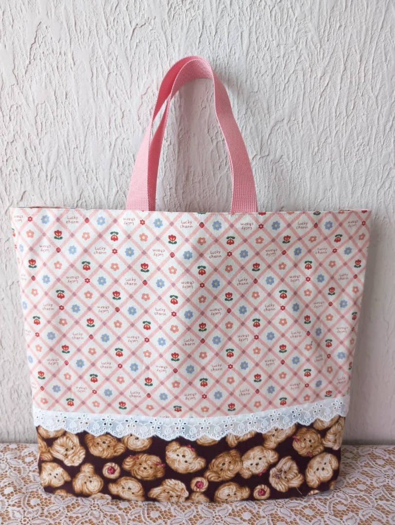 動物クッキー柄＆花柄入学入園8点セット、レッスンバック☆上履き袋☆体操着袋☆