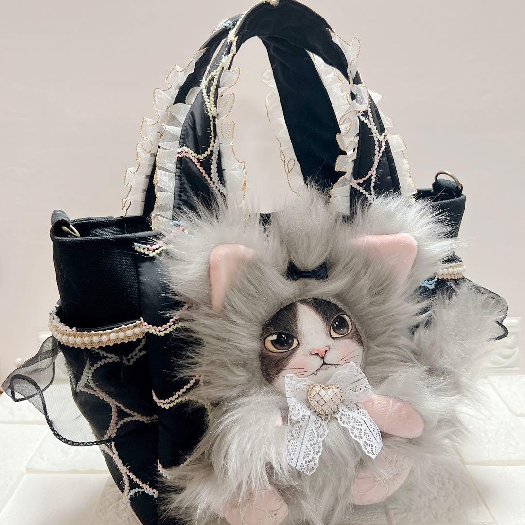 コヤンイサムチョン 贅沢フリル トートバッグ ジョーズ 長毛 猫 バック