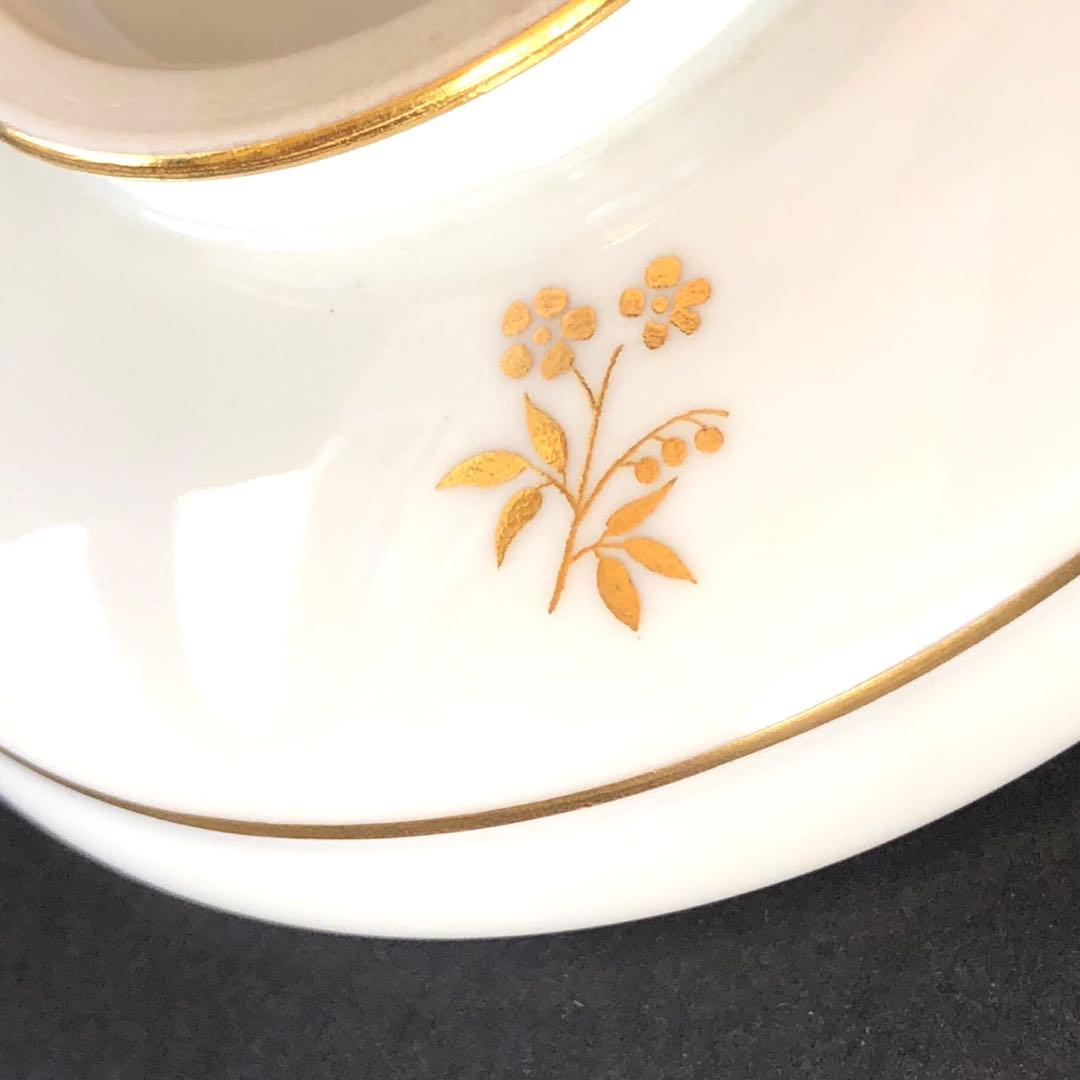 セーブル丸形ディッシュ☆白磁金彩☆24K金彩小花紋様☆仏ヴィンテージ未使用