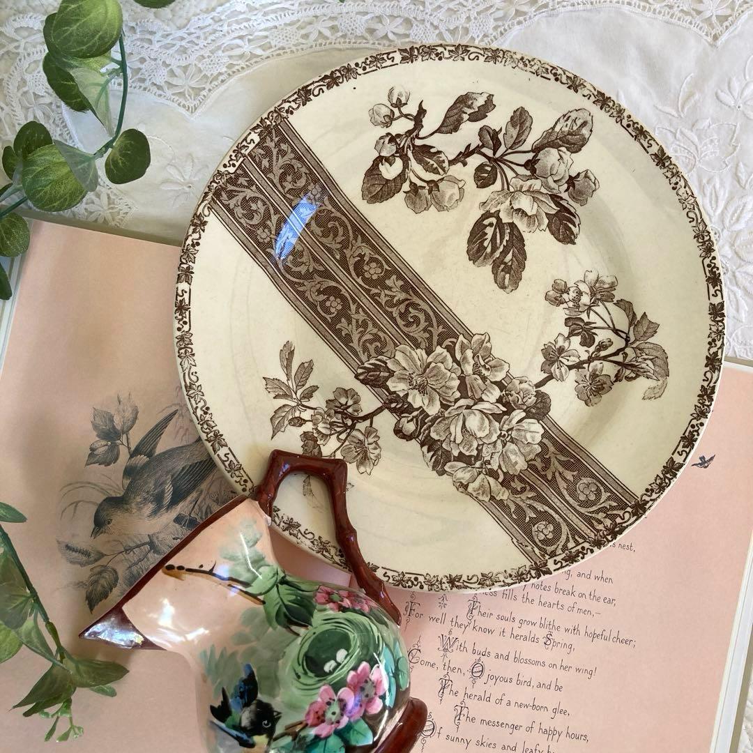 ♪フランスアンティーク エミールブルジョワ プレート 平皿 桜とリボン