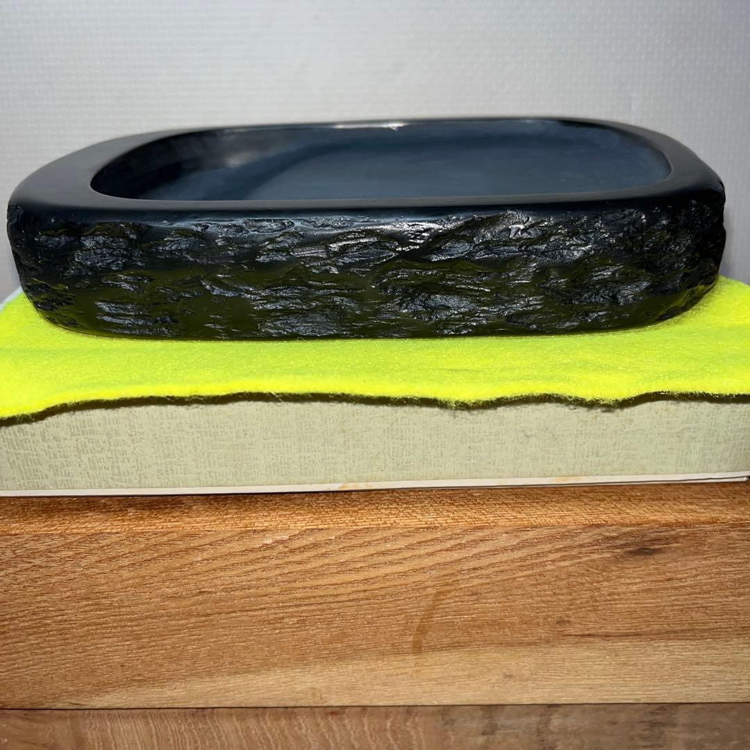 ⭕️雨畑硯　栄寿堂　山下芳石　自然硯　四六寸大　厚み35mm 石紋綺麗