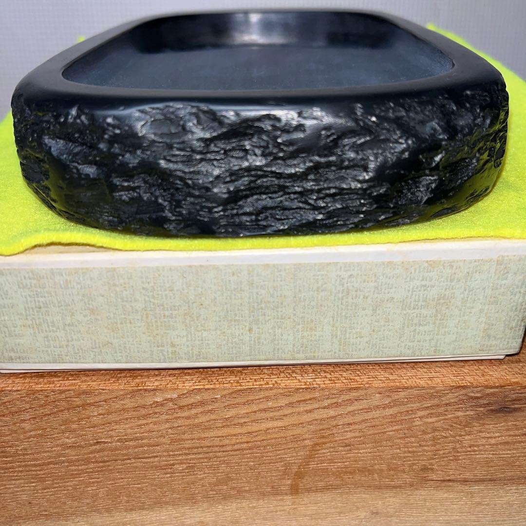 ⭕️雨畑硯　栄寿堂　山下芳石　自然硯　四六寸大　厚み35mm 石紋綺麗