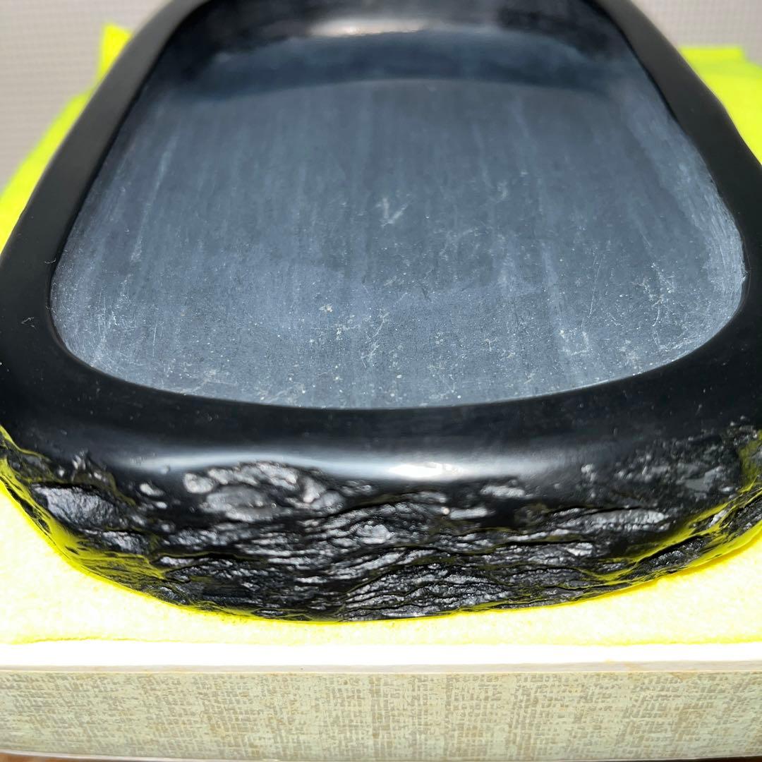 ⭕️雨畑硯　栄寿堂　山下芳石　自然硯　四六寸大　厚み35mm 石紋綺麗