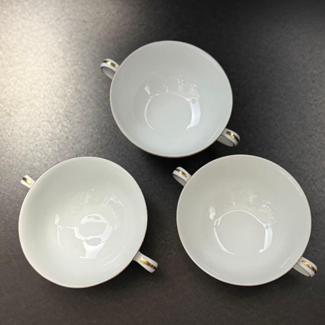 廃盤　ノリタケ 金縁 スープカップ 6客（両耳・白磁）7050　ヴィンテージ
