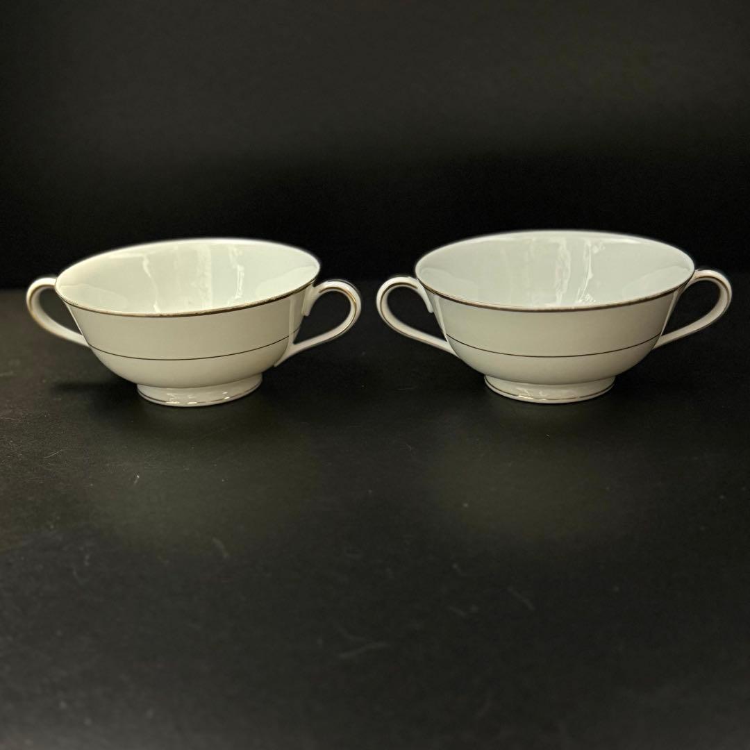 廃盤　ノリタケ 金縁 スープカップ 6客（両耳・白磁）7050　ヴィンテージ