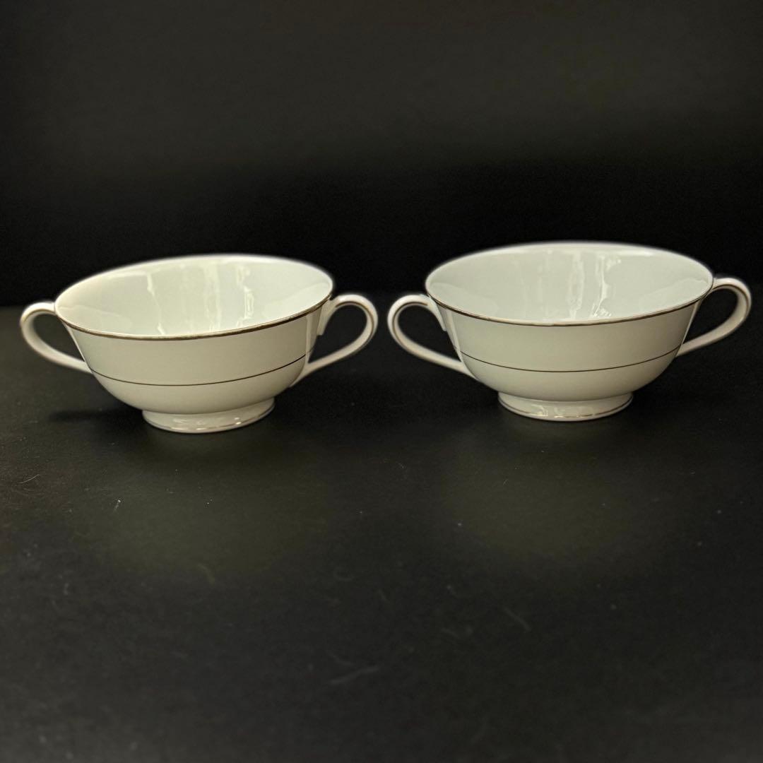 廃盤　ノリタケ 金縁 スープカップ 6客（両耳・白磁）7050　ヴィンテージ
