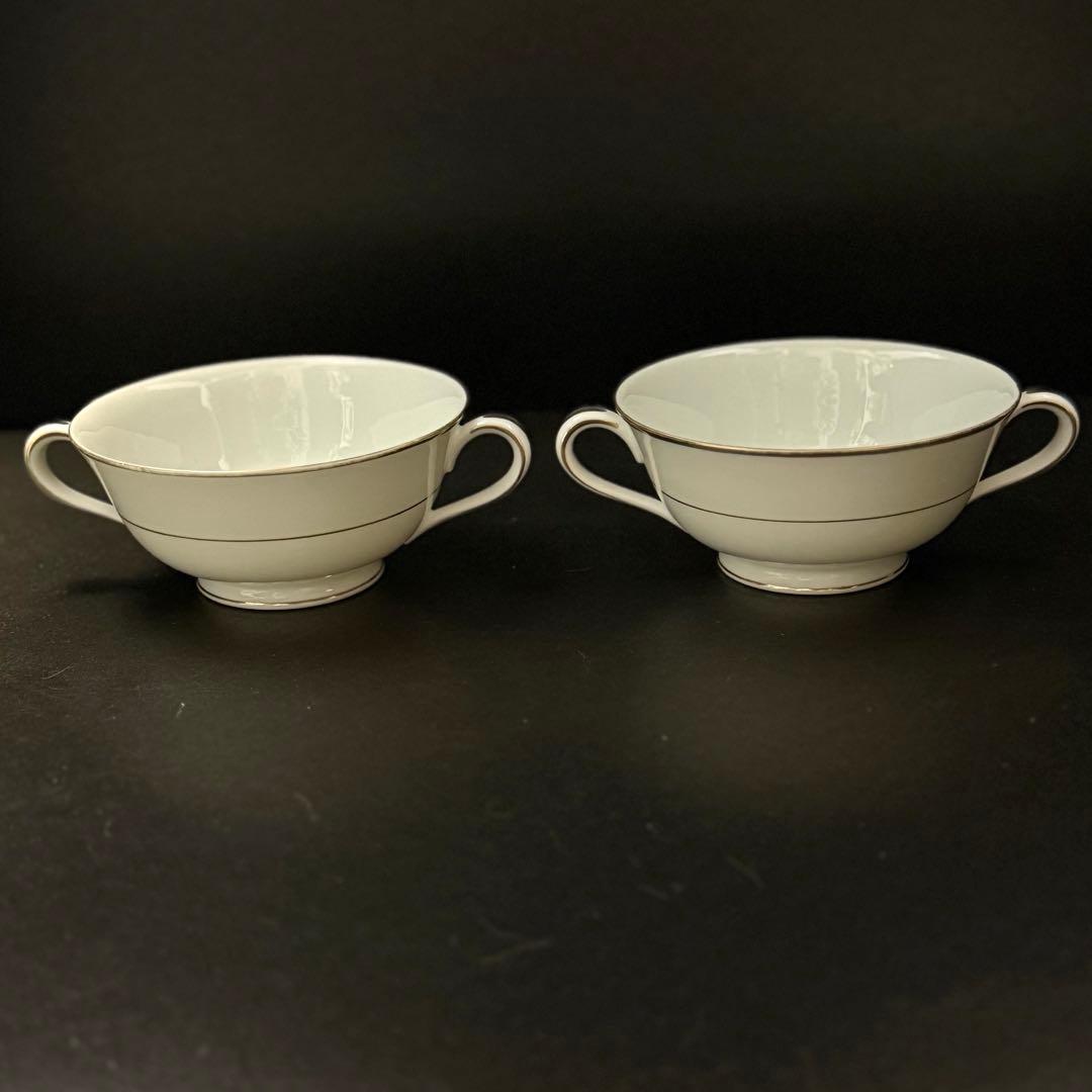 廃盤　ノリタケ 金縁 スープカップ 6客（両耳・白磁）7050　ヴィンテージ