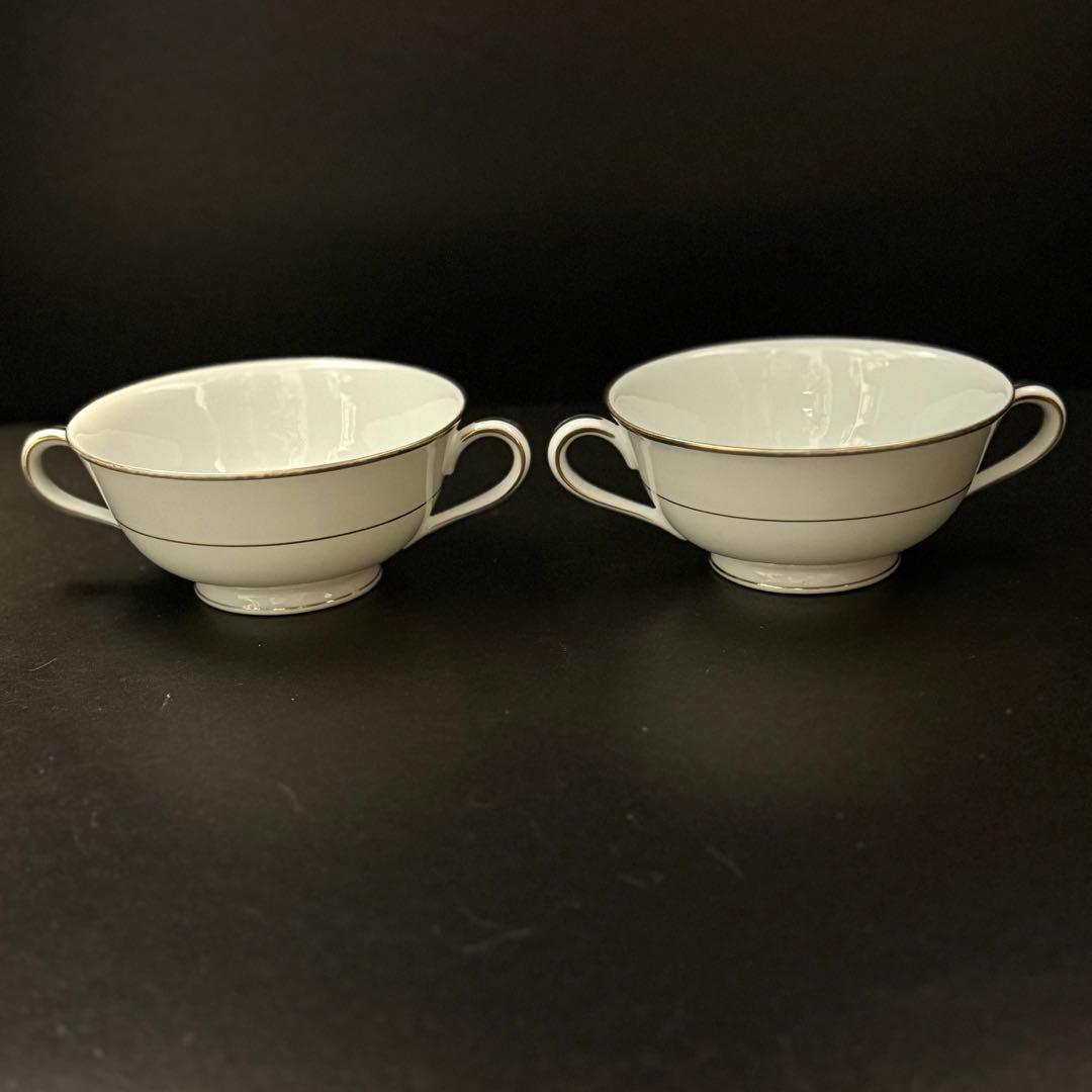 廃盤　ノリタケ 金縁 スープカップ 6客（両耳・白磁）7050　ヴィンテージ