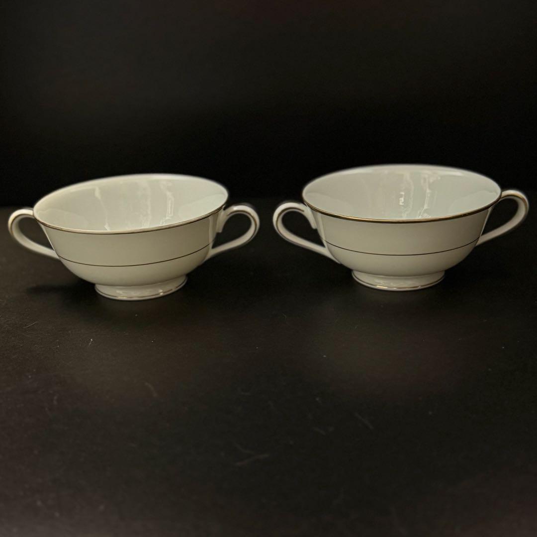 廃盤　ノリタケ 金縁 スープカップ 6客（両耳・白磁）7050　ヴィンテージ