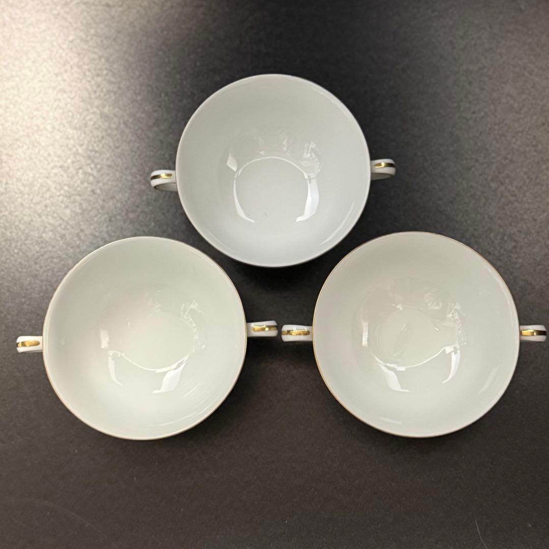 廃盤　ノリタケ 金縁 スープカップ 6客（両耳・白磁）7050　ヴィンテージ