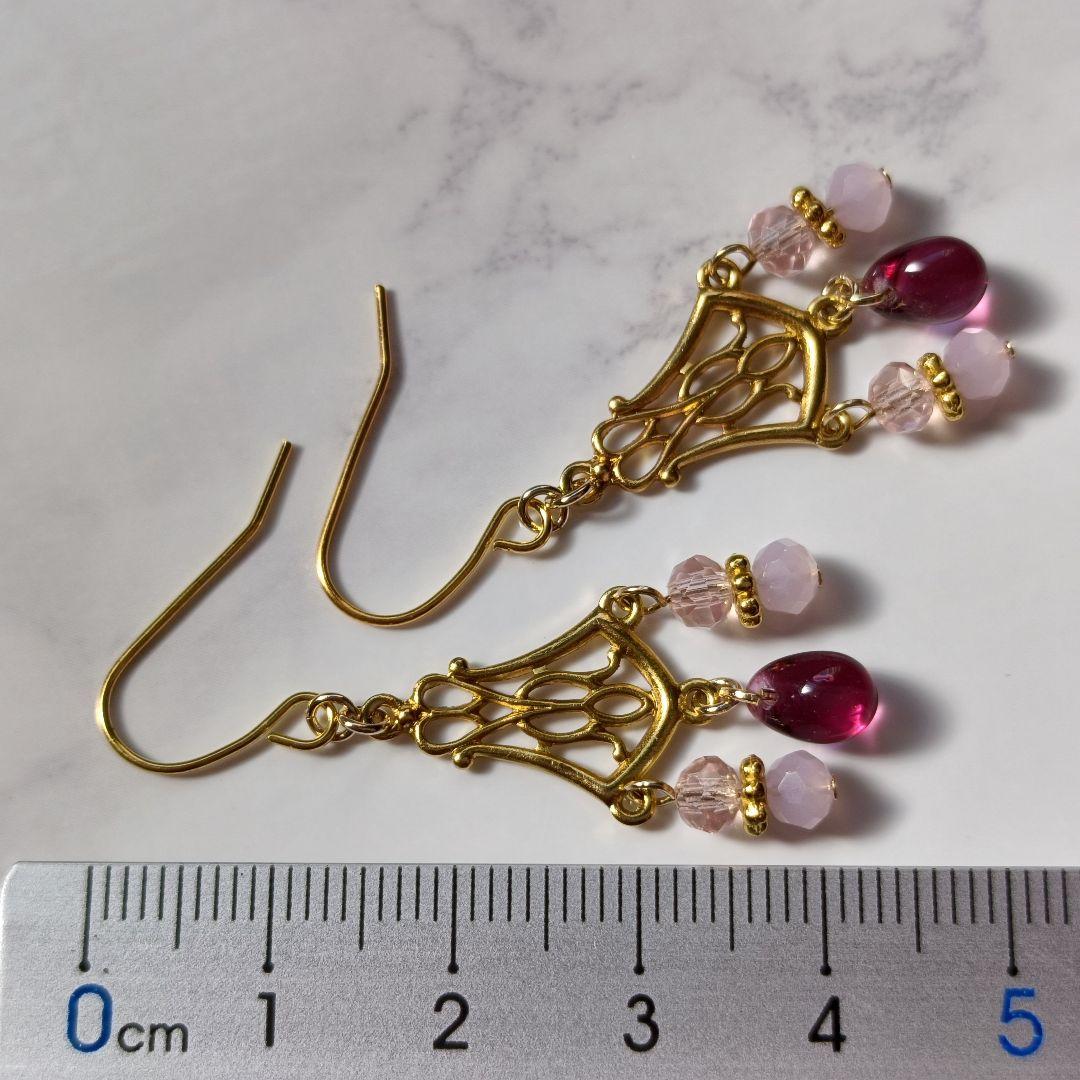 No.492 シャンデリアピアス ゴールド ハンドメイド