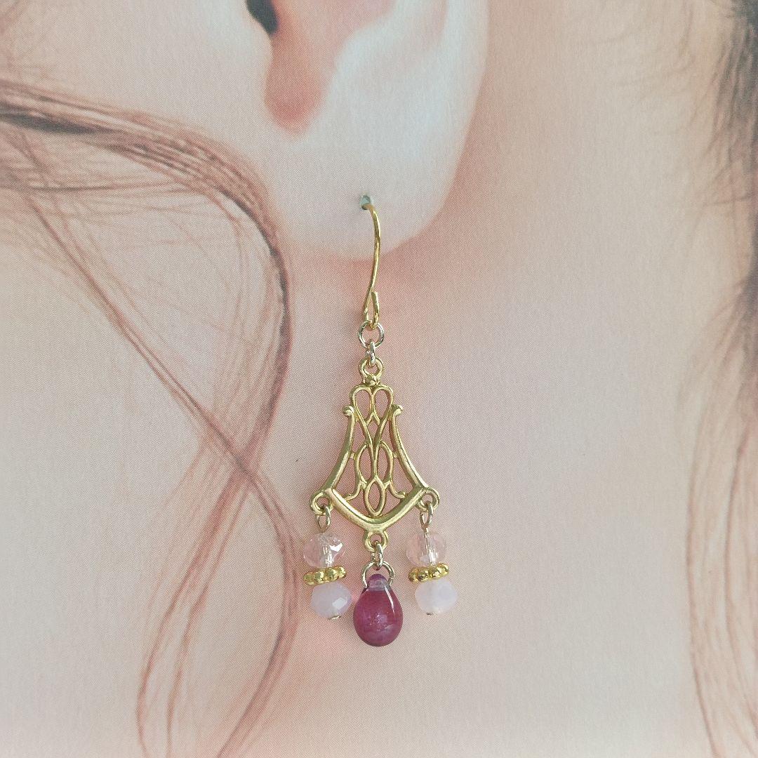 No.492 シャンデリアピアス ゴールド ハンドメイド