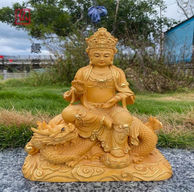 【修縁堂】仏像 精密細工　極上品　仏教工芸　木彫仏像 御龍観音 古美術品