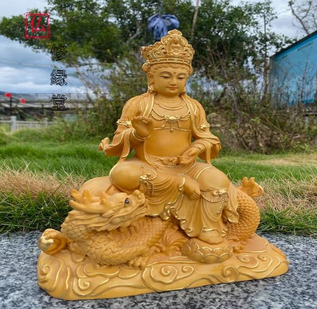 【修縁堂】仏像 精密細工　極上品　仏教工芸　木彫仏像 御龍観音 古美術品