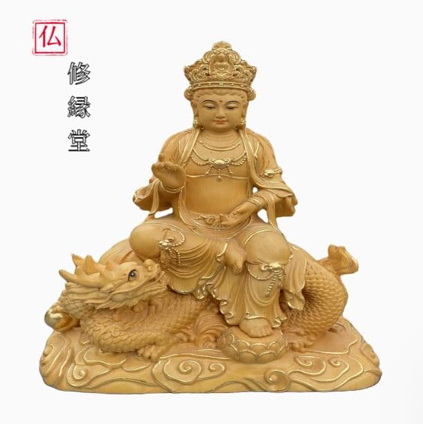 【修縁堂】仏像 精密細工　極上品　仏教工芸　木彫仏像 御龍観音 古美術品