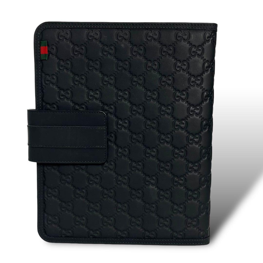 美品 4226 GUCCI グッチ iPadケース シマ レザー ブラック