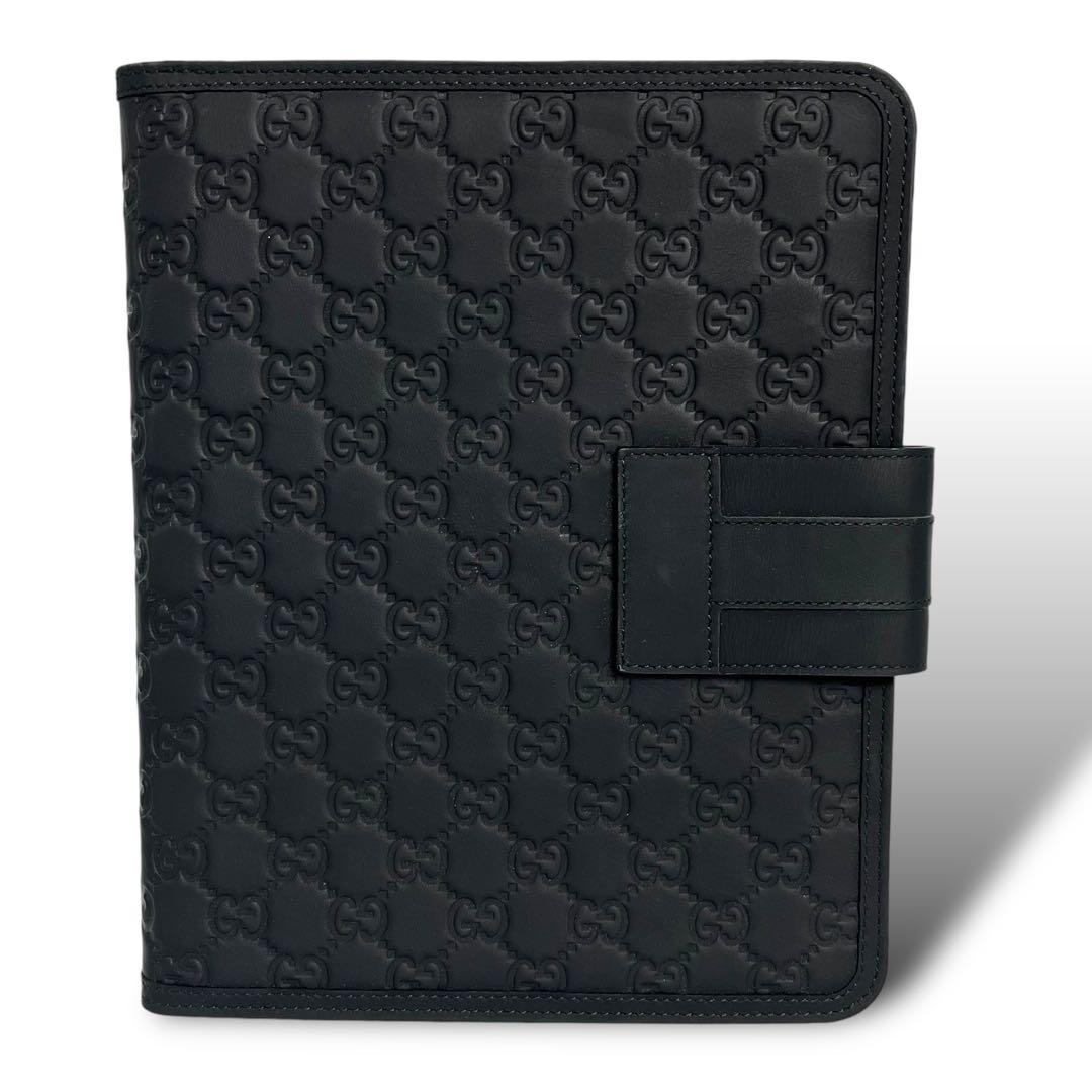 美品 4226 GUCCI グッチ iPadケース シマ レザー ブラック