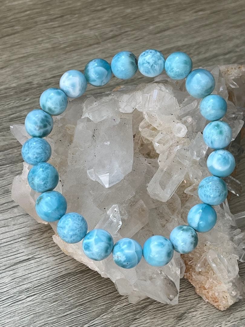 天然石ブレスレット☆ラリマー８ｍｍ〜９mｍ☆綺麗なブルーが癒し♡ドミニカ産
