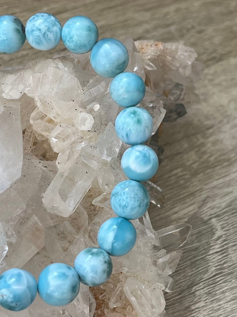 天然石ブレスレット☆ラリマー８ｍｍ〜９mｍ☆綺麗なブルーが癒し♡ドミニカ産