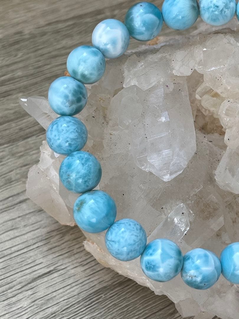 天然石ブレスレット☆ラリマー８ｍｍ〜９mｍ☆綺麗なブルーが癒し♡ドミニカ産