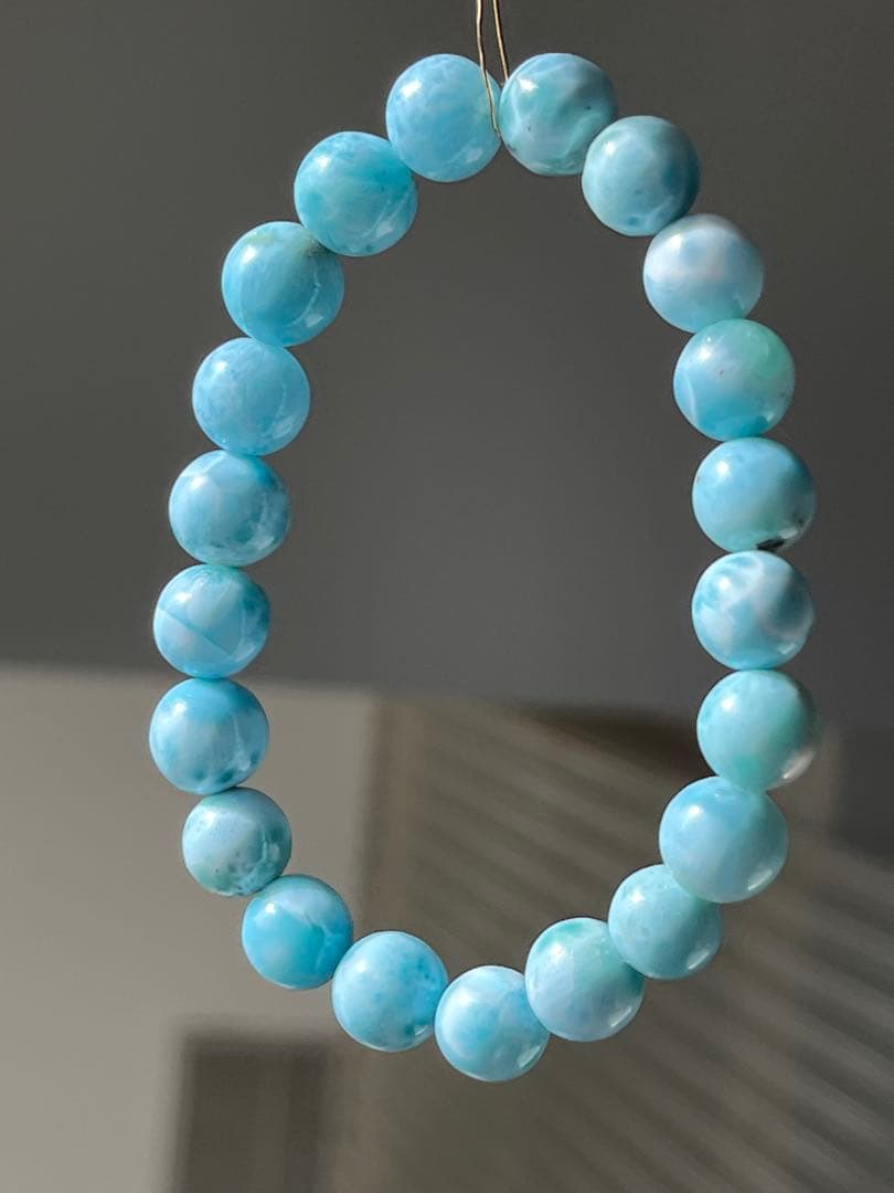 天然石ブレスレット☆ラリマー８ｍｍ〜９mｍ☆綺麗なブルーが癒し♡ドミニカ産