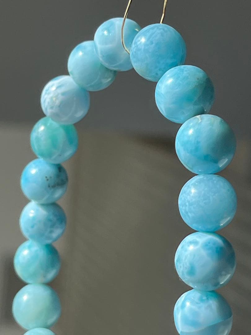 天然石ブレスレット☆ラリマー８ｍｍ〜９mｍ☆綺麗なブルーが癒し♡ドミニカ産