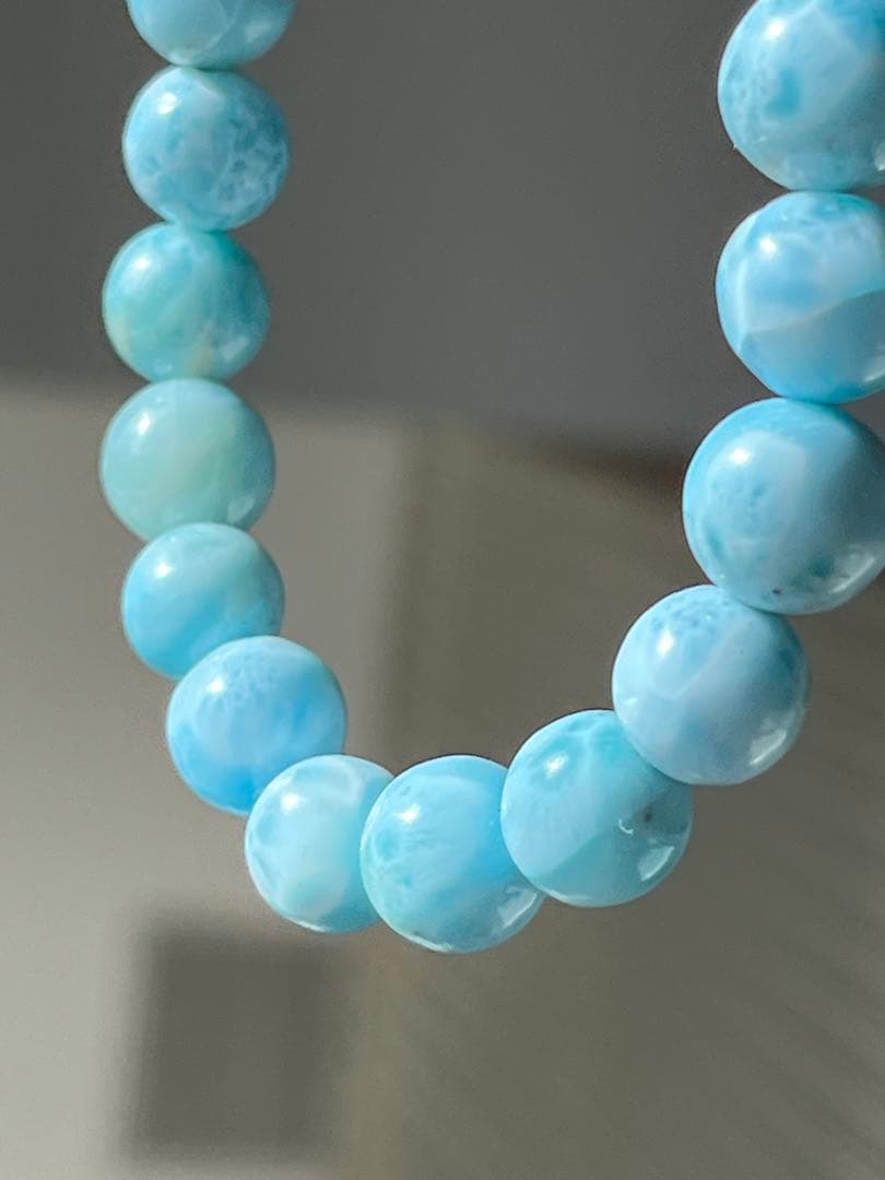 天然石ブレスレット☆ラリマー８ｍｍ〜９mｍ☆綺麗なブルーが癒し♡ドミニカ産