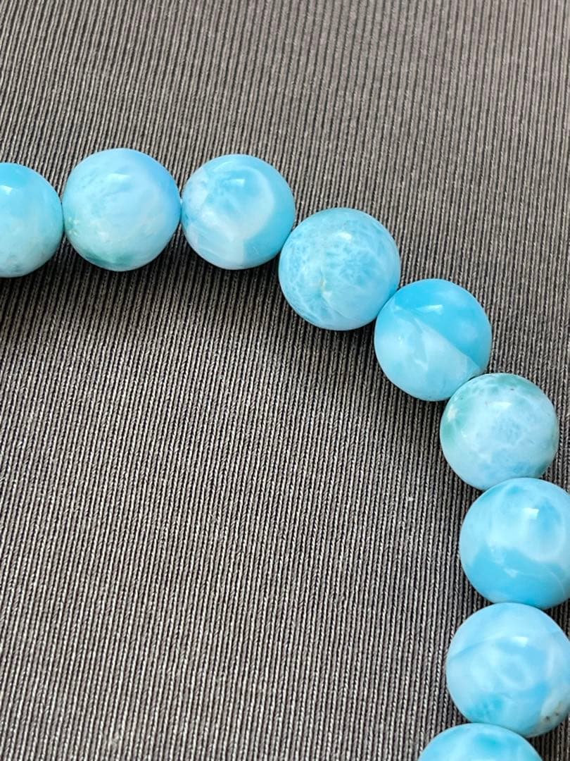 天然石ブレスレット☆ラリマー８ｍｍ〜９mｍ☆綺麗なブルーが癒し♡ドミニカ産