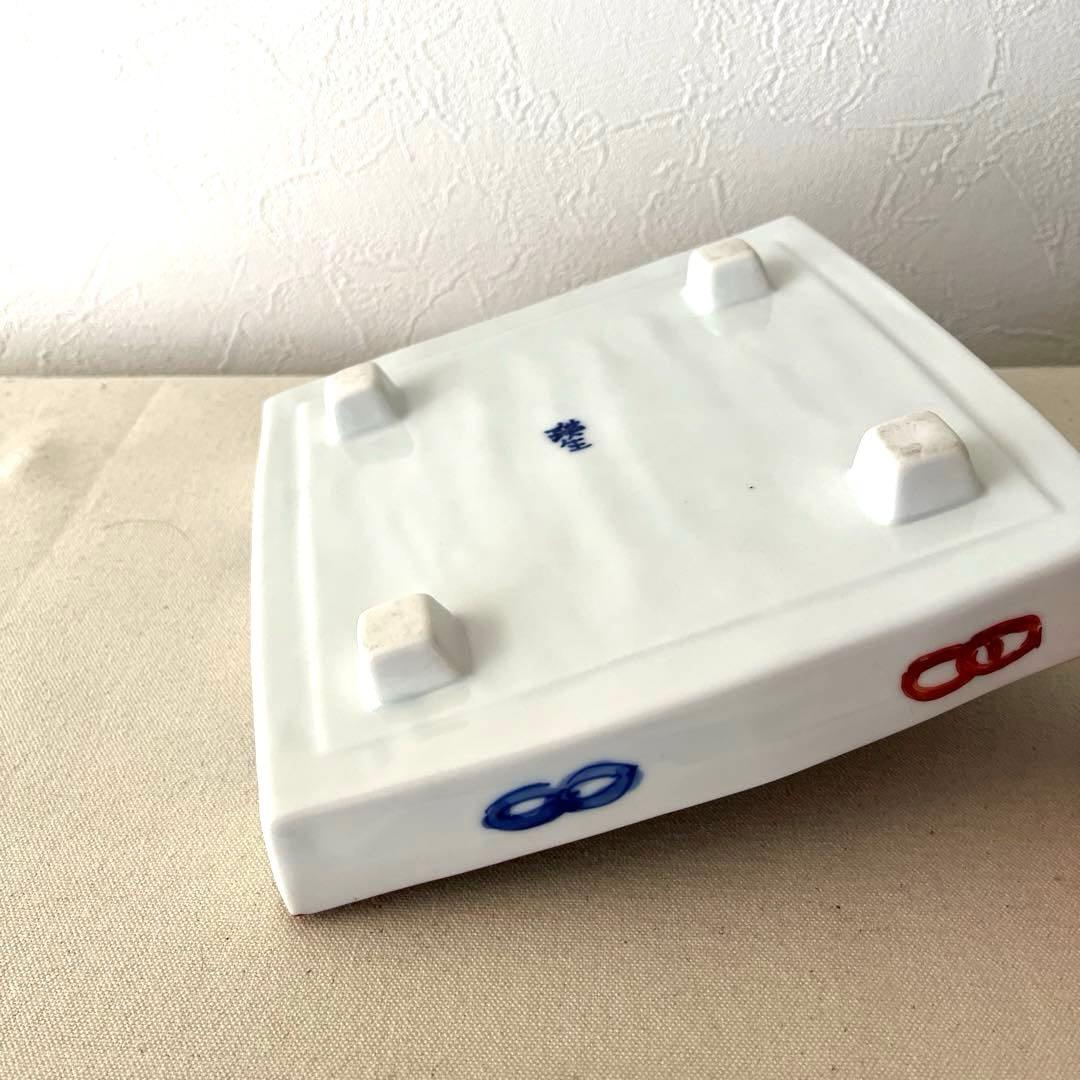 ○K953○有田焼　手描き　スクエア皿【未使用】