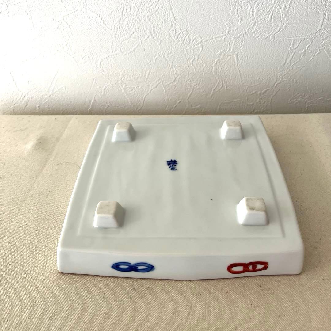 ○K953○有田焼　手描き　スクエア皿【未使用】