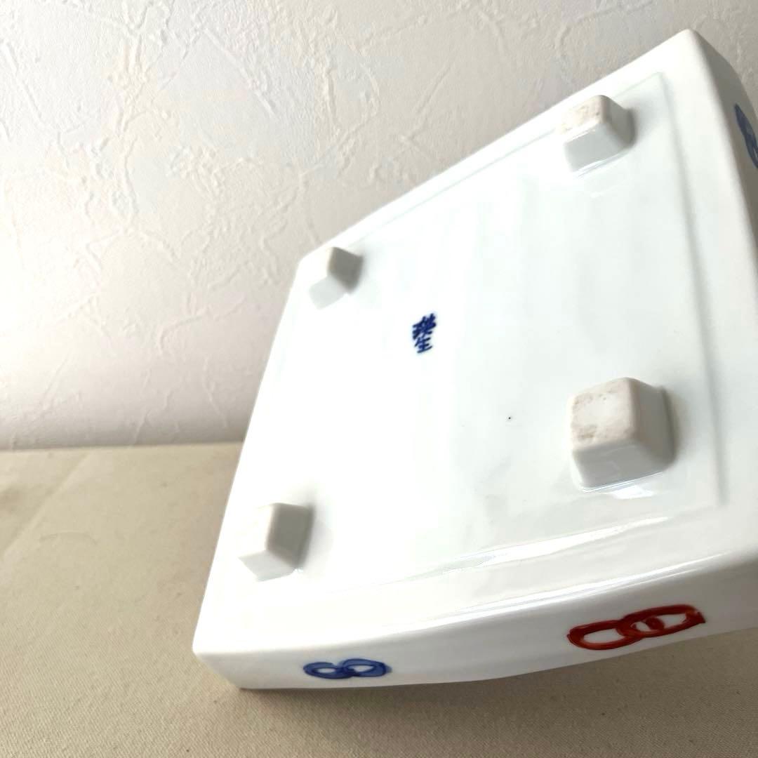 ○K953○有田焼　手描き　スクエア皿【未使用】