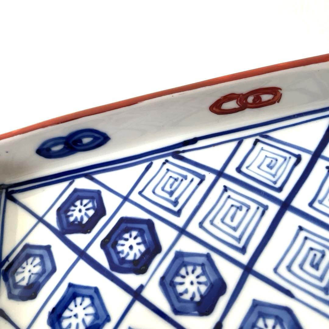 ○K953○有田焼　手描き　スクエア皿【未使用】