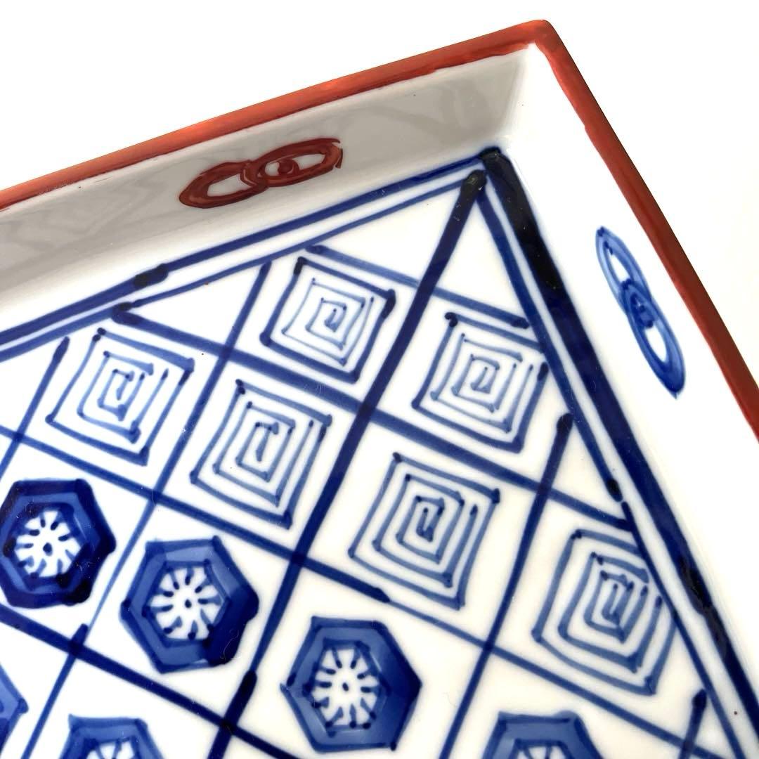 ○K953○有田焼　手描き　スクエア皿【未使用】