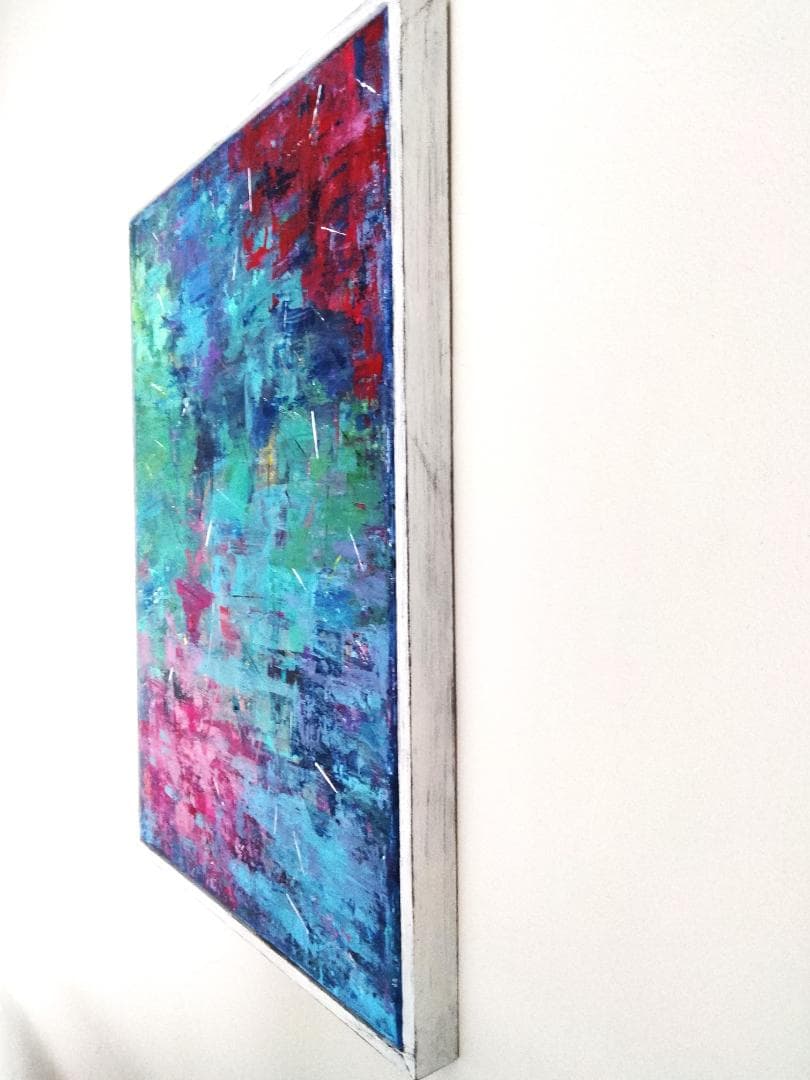 水面花火/ 抽象画 キャンバス 額セット 44×32㎝ 原画1点のみ モダン