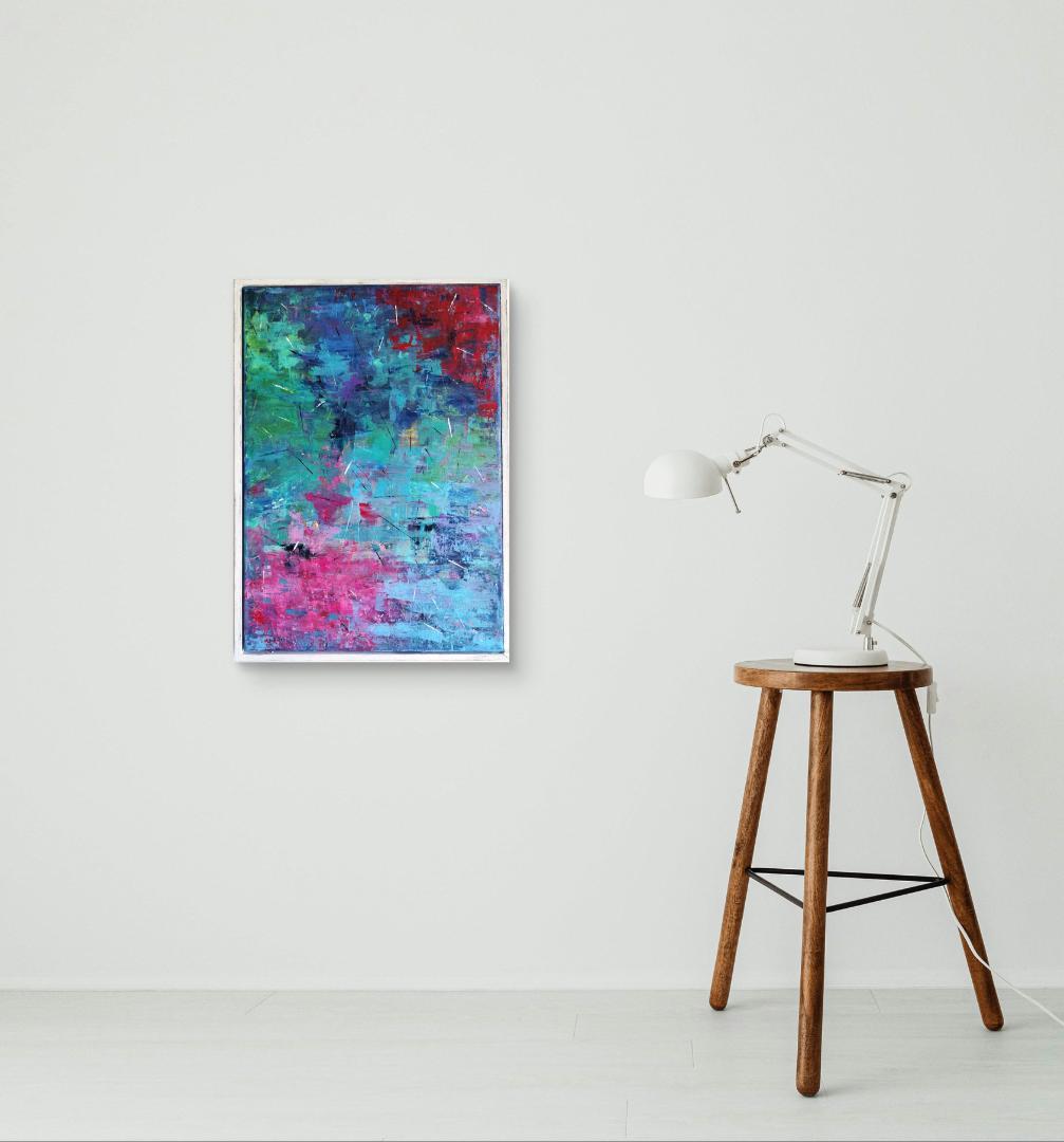 水面花火/ 抽象画 キャンバス 額セット 44×32㎝ 原画1点のみ モダン