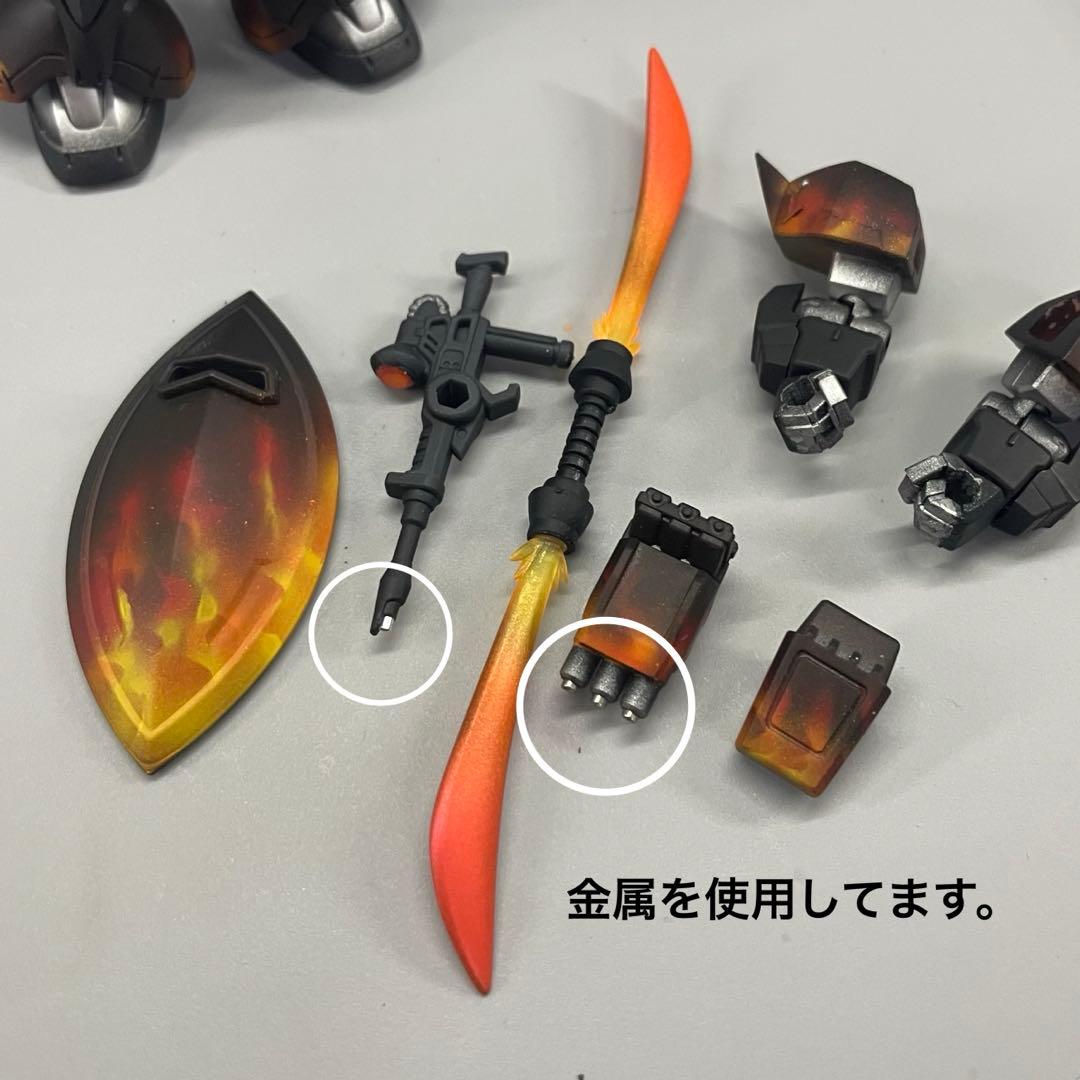 ム*ン様 モビルスーツアンサンブル　改造　ゲルググ　塗装品　フィギュア　炎　ガン