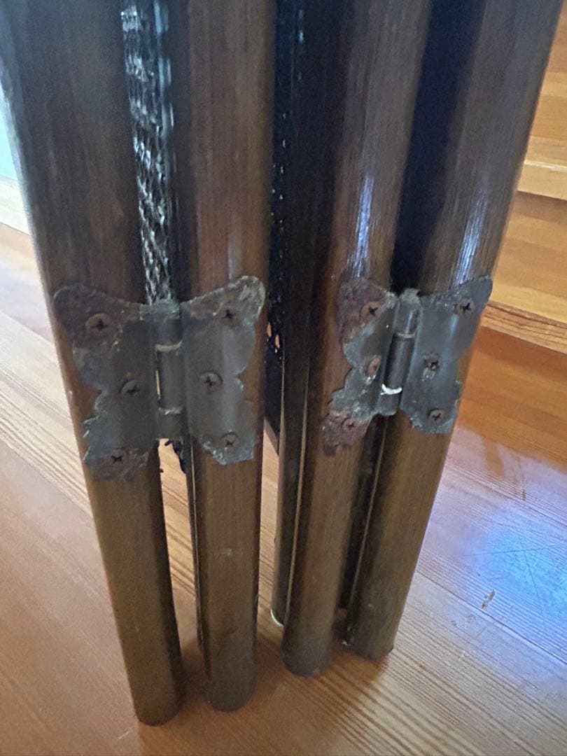 ラタン 4連 パーテーション 衝立 間仕切り ヴィンテージ 昭和レトロ