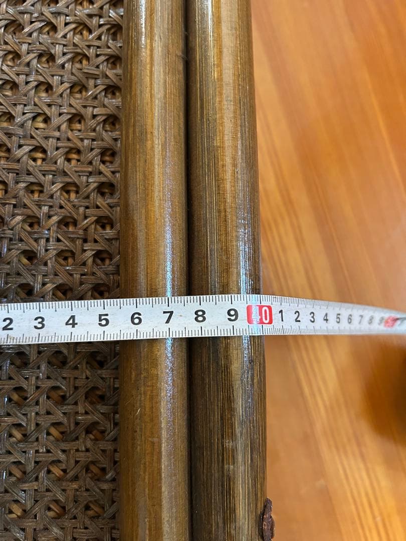 ラタン 4連 パーテーション 衝立 間仕切り ヴィンテージ 昭和レトロ