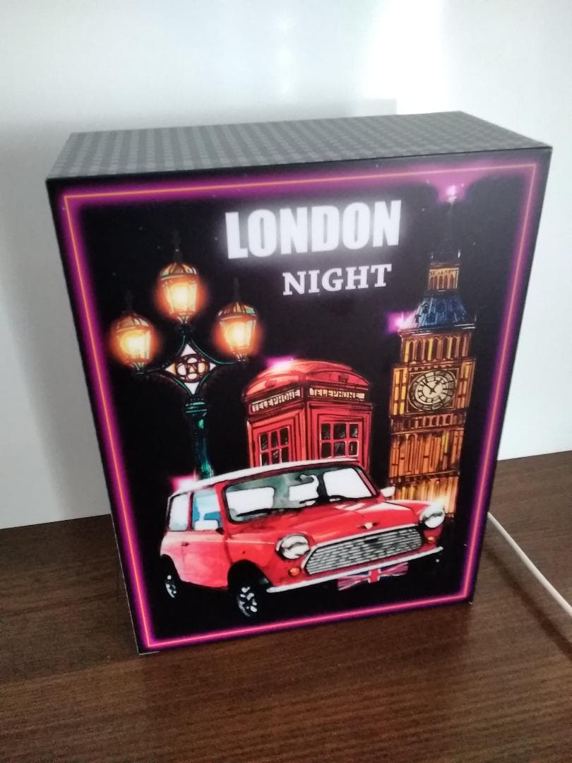 UK イギリス ロンドン ミニクーパー 夜景 看板 置物 雑貨 ライトBOX