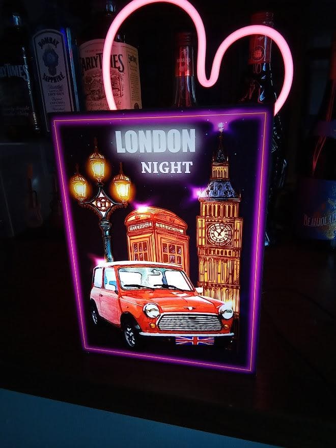 UK イギリス ロンドン ミニクーパー 夜景 看板 置物 雑貨 ライトBOX